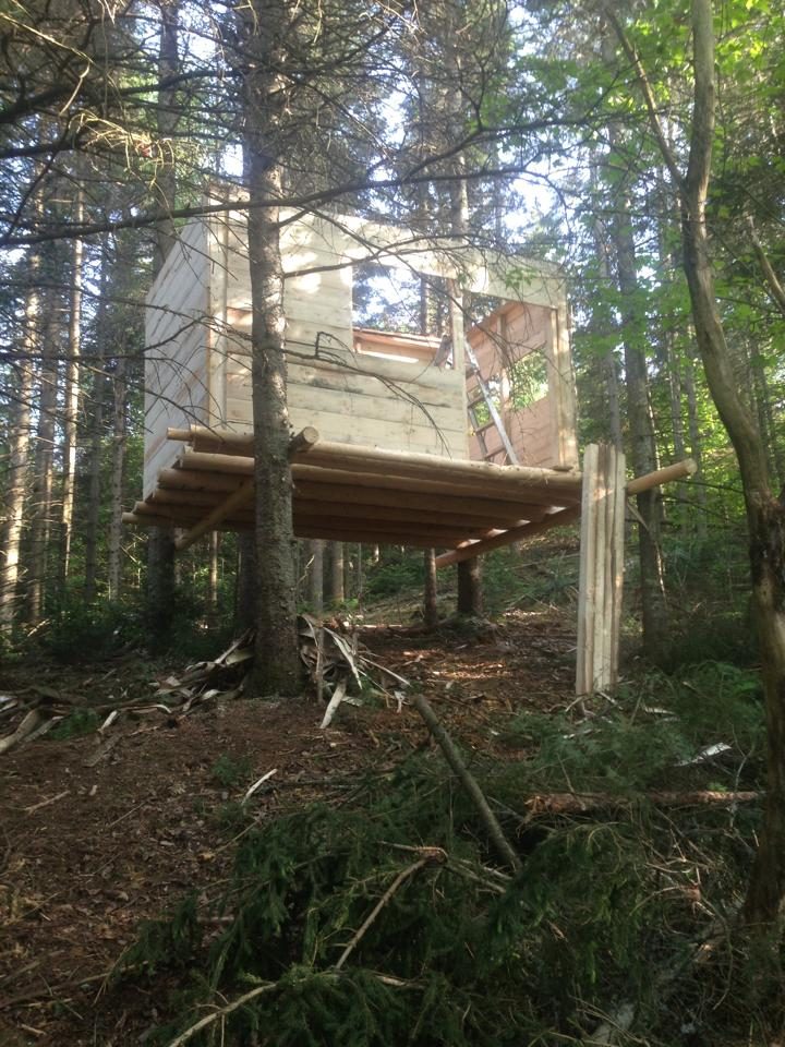 Le CubeHouse, sur pilotis dans la forêt.
