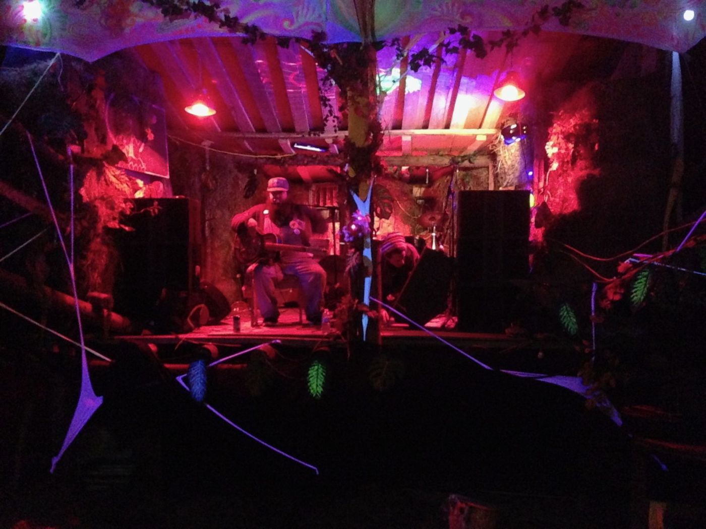 19 septembre 2014 : Earthdance, les musiciens sous la lumière rouge.